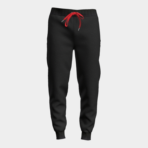PRE ORDER | Women's Contrast Draw String Jogger with Rib - Black/Red