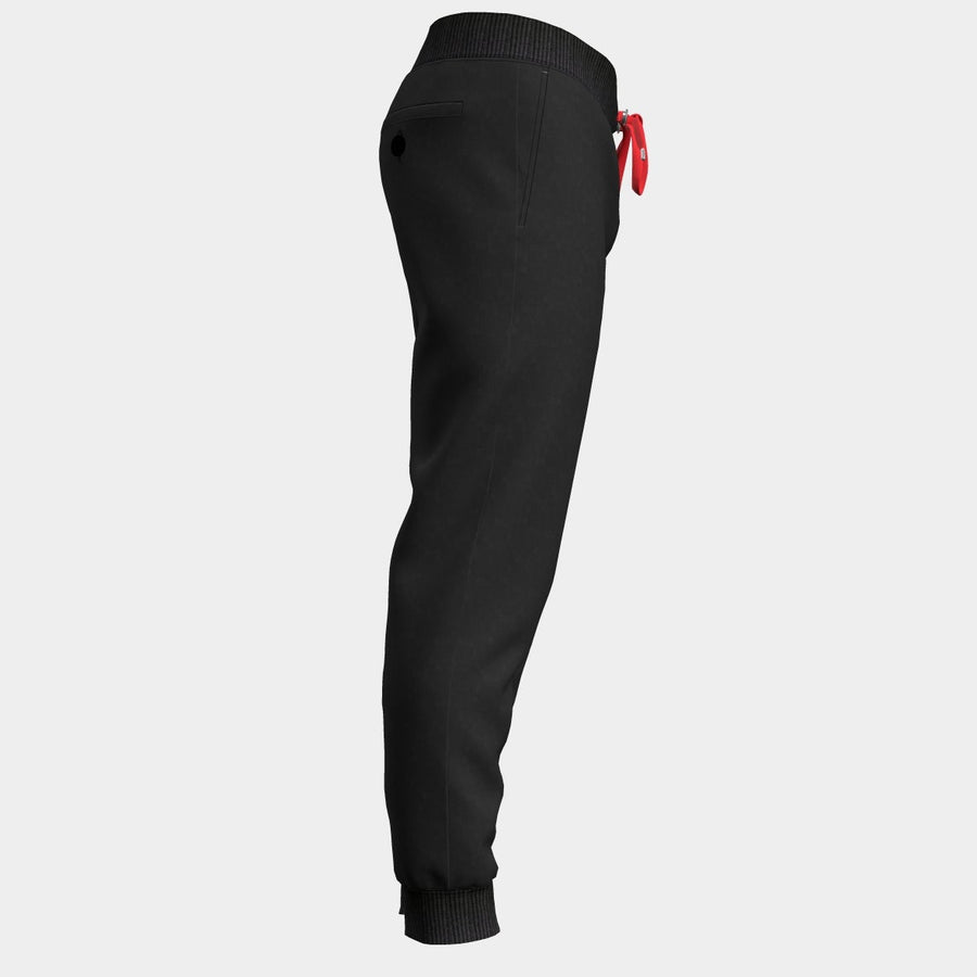 PRE ORDER | Men's Contrast Draw String Jogger with Rib - Black/Red