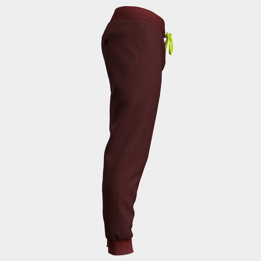 PRE ORDER | Men's Contrast Draw String Jogger with Rib - Burgundy/Yellow