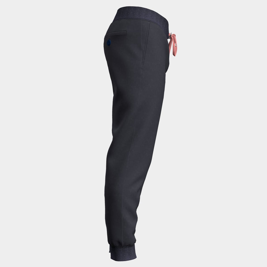 PRE ORDER | Women's Contrast Draw String Jogger with Rib - Navy/Pink