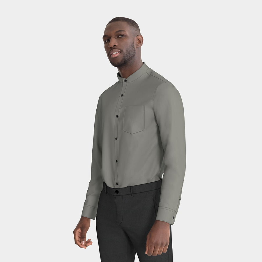 PRE ORDER | Men's Mandarin Collar Shirt - Grey