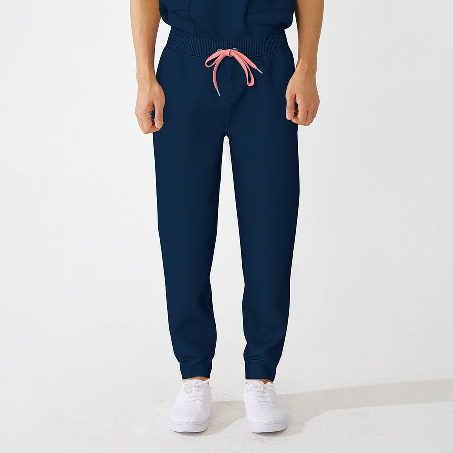 PRE ORDER | Men's Contrast Draw String Jogger with Rib - Navy/Pink