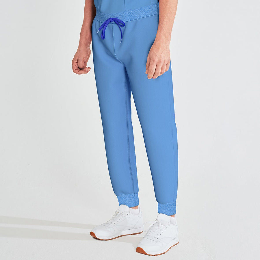 PRE ORDER | Men's Contrast Draw String Jogger with Rib - Ocean Blue/Blue