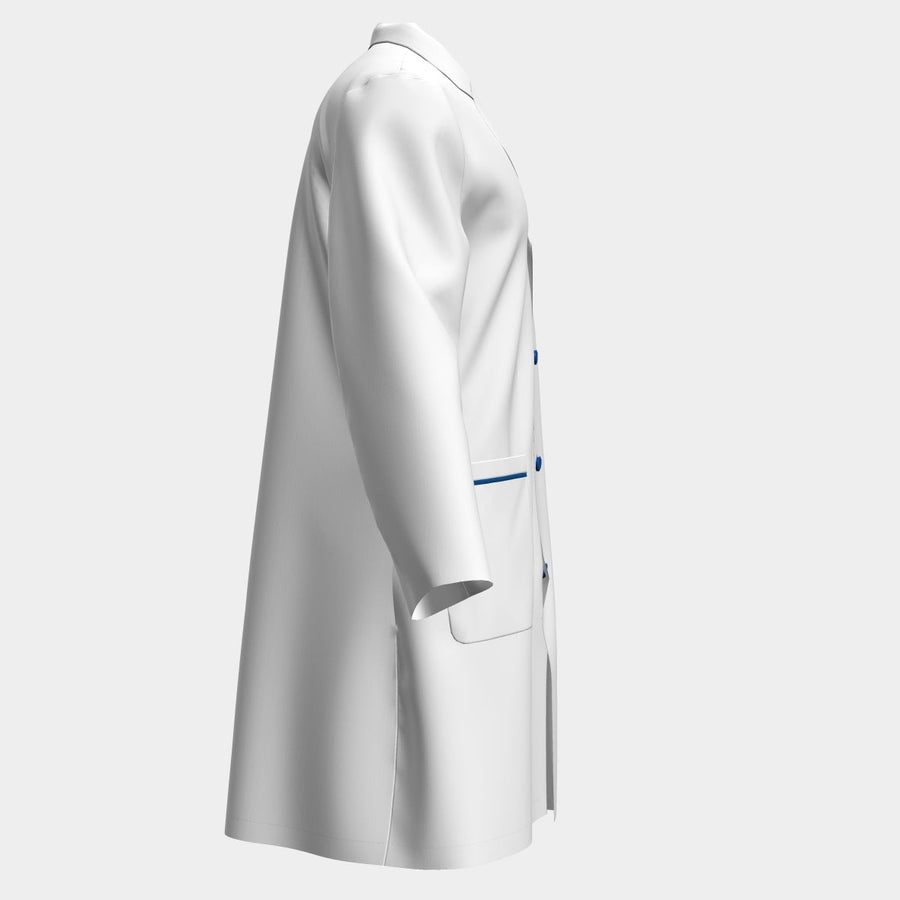 PRE ORDER | Men's Contrast Piping Lab Coat - Off White/Blue
