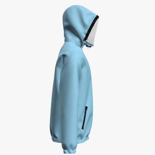 Unisex Hooded Windbreaker with Mask - Light Blue
