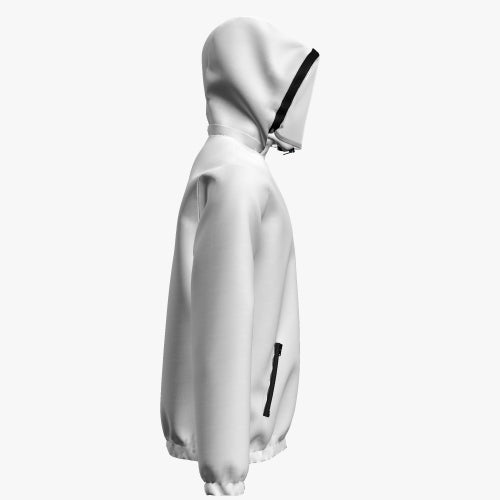 Unisex Hooded Windbreaker with Mask - White