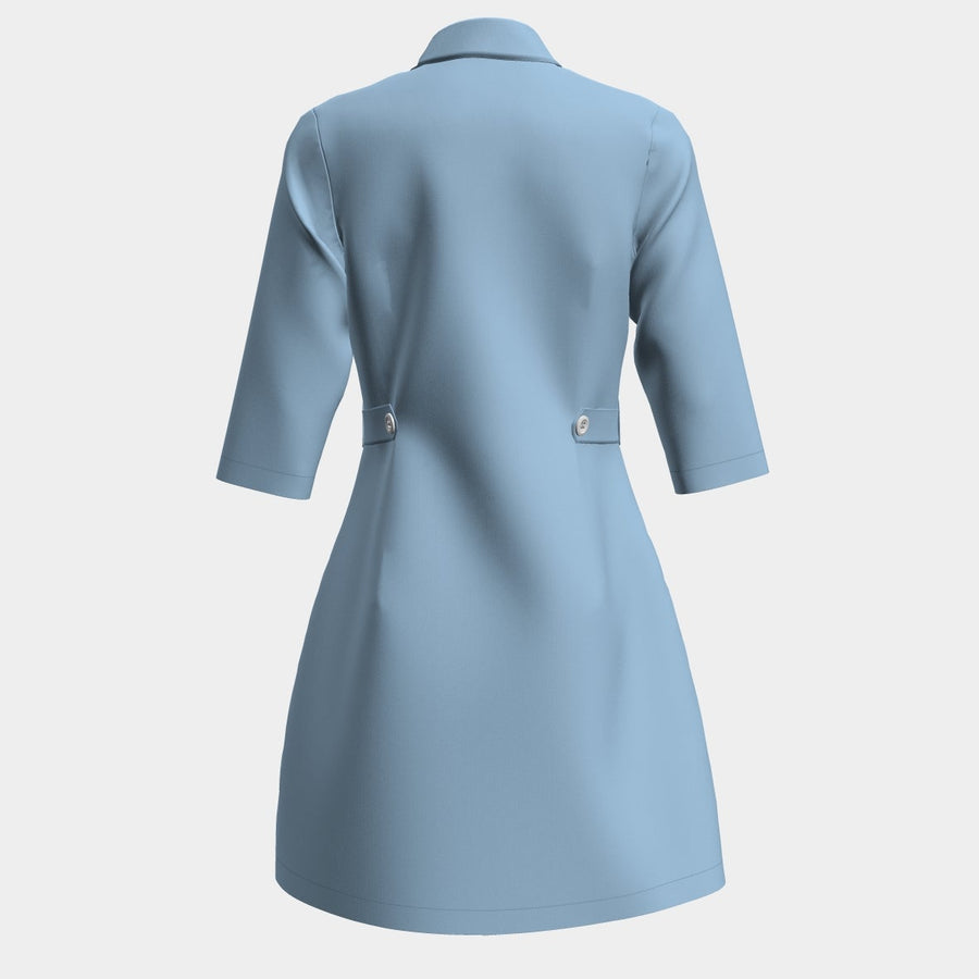 Women's 3/4 Sleeve Cotton Blend Coat Dress - Cirrus Blue