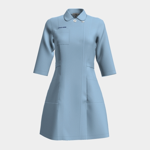 Women's 3/4 Sleeve Cotton Blend Coat Dress - Cirrus Blue