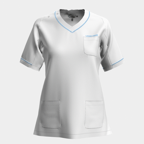 PRE ORDER | Women's V-neck Scrub with Contrast Piping - Off White