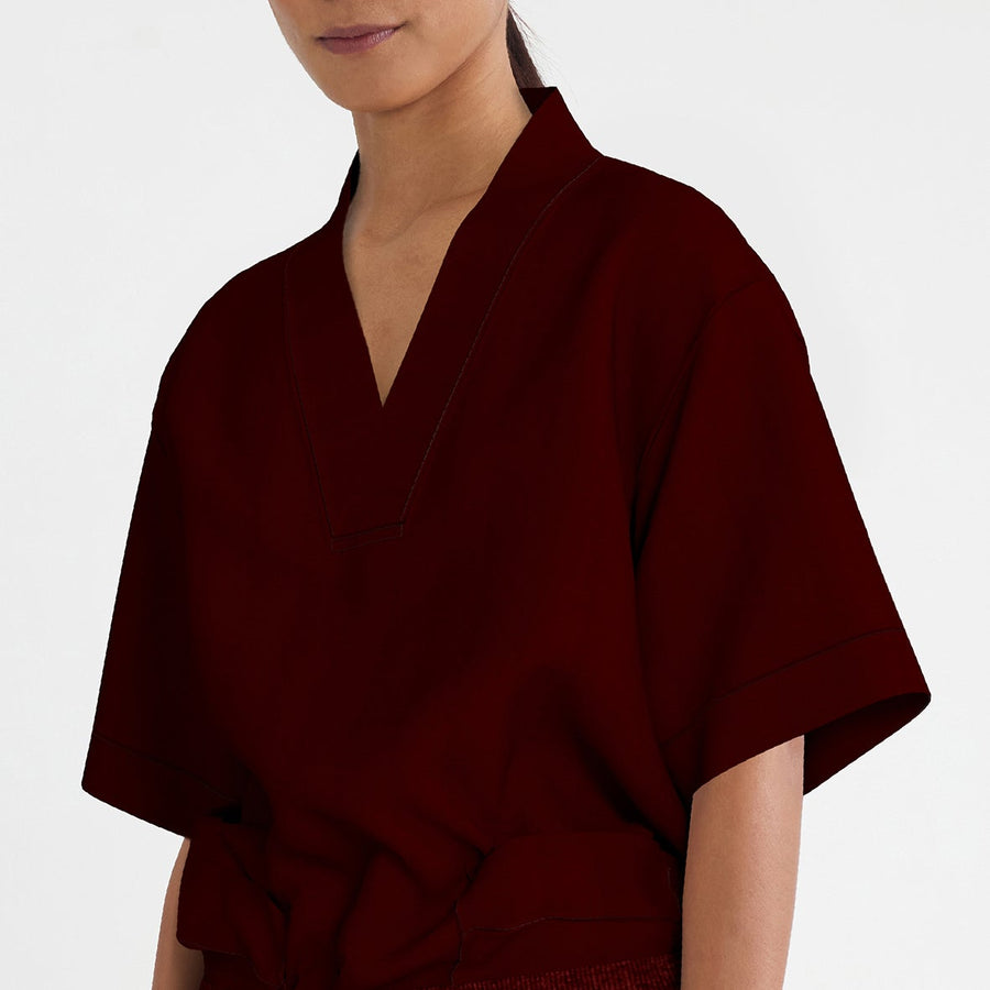 PRE ORDER | Women's High V-neck Scrub - Burgundy