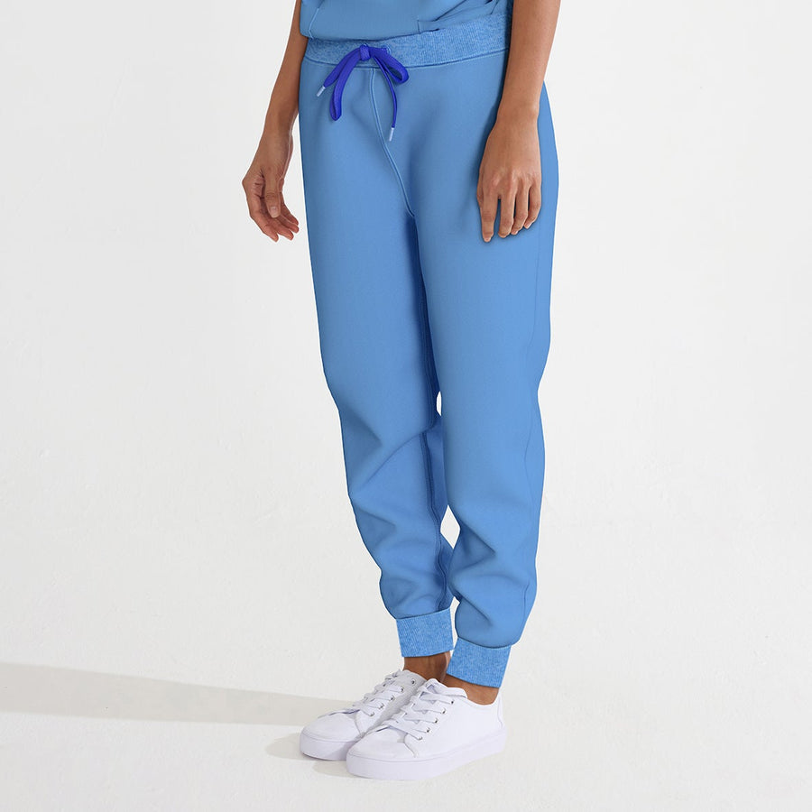 PRE ORDER | Women's Contrast Draw String Jogger with Rib - Ocean Blue