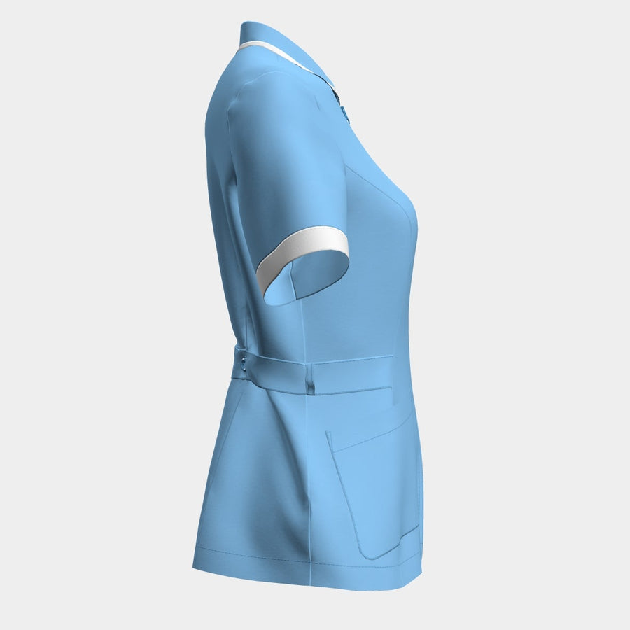 PRE ORDER | Women's Zipped Contrast Trim Shirket-Ocean Blue/White