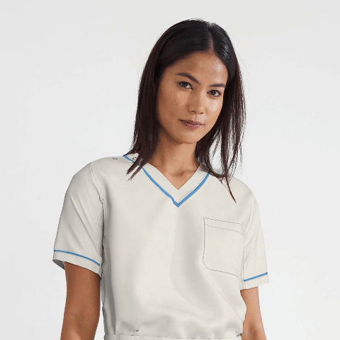 PRE ORDER | Women's Convertible Scrub with Contrast Piping - Off White